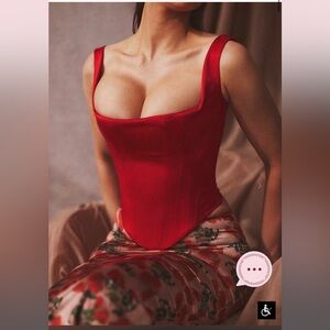 NWT House of CB Rafa Scarlet Satin longline Corset Medium